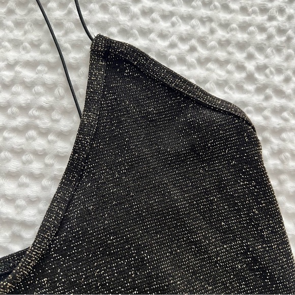 Free People Intimately Skinny Strap Brami Crop Top Black with Gold Sparkle XS/S - Picture 5 of 9